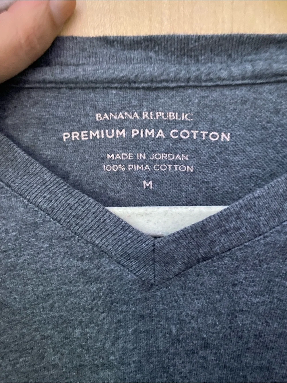 Banana Republic Basic Vee Premium Pima Cotton Dark Charcoal Gray V Neck T Shirt